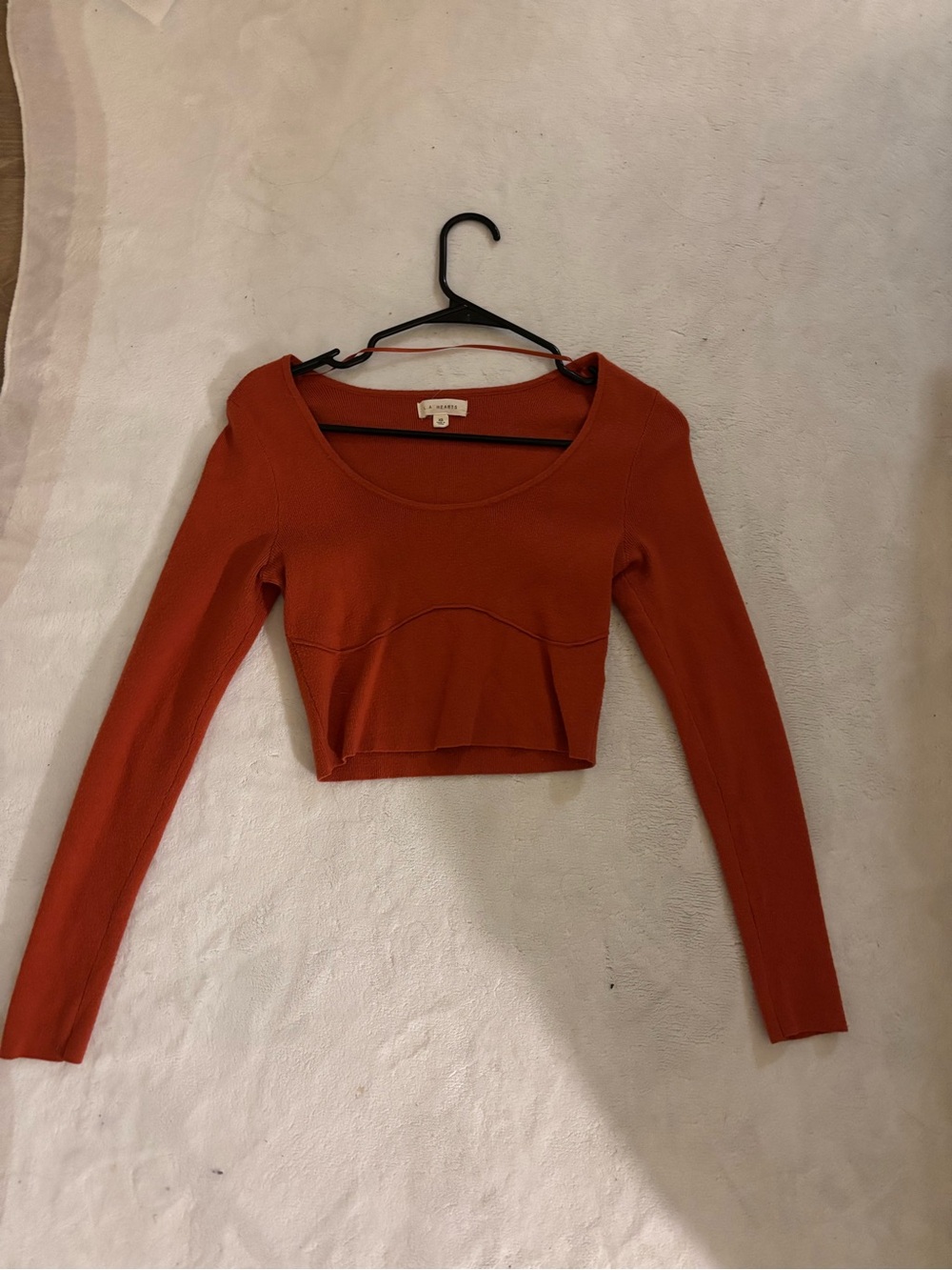 PacSun Rust Orange Long Sleeve Scoop Crop Top